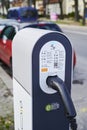View to a public charging station for environmentally friendly cars with electric drives