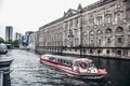 Excursion boat on Spree river near famous Museumsinsel Museum Island