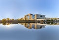 The german chancellery building at river Spree with reflection in early morning Royalty Free Stock Photo