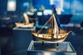 Miniature model of a sailboat in German technical museum