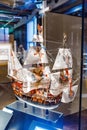 Miniature model of a sailboat in German technical museum