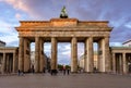 Berlin, Germany - May 2019: People at Brandenburg Gate (Brandenburger Tor) at sunset Royalty Free Stock Photo