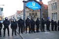 Berlin, Germany - Police team on street at myfest celebration on mayday.