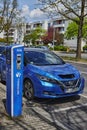 View to a public charging station for environmentally friendly cars with electric drives