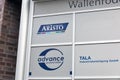 German generic pharmaceutical companies logos closeup in Berlin, Germany