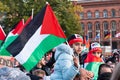 Children with Palestinian flag on Free Palestine Demonstration in Berlin