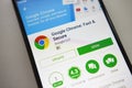 Berlin, Germany - November 19, 2017: Google Chrome application on screen modern smartphone in Play Store. Google apps.