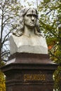 Berlin, Germany - November 9, 2023: Sculpture of Adelbert de Chamisso de Boncourt, a German poet, writer and botanist