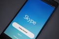 Berlin, Germany - November 19, 2017: Skype application on screen of modern smartphone. Sign In Skype account.