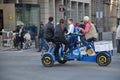 Berlin, Germany - November 03, 2014: Tourists driving the strange bicycle