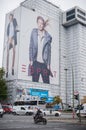BERLIN, GERMANY - OCTOBER 23, 2012: Berlin Street View with Large Esprit Advertisement on the Wall