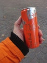 Red Bull Orange Edition can Royalty Free Stock Photo