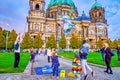 Playing kids in Lustgarten Park in Berlin, Germany