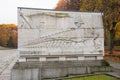 BERLIN, GERMANY - OCTOBER 02, 2016: Monument to Soviet soldier holding at the hands German child at Soviet War Memorial Royalty Free Stock Photo