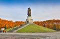 BERLIN, GERMANY - OCTOBER 02, 2016: Monument to Soviet soldier holding at the hands German child at Soviet War Memorial