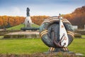 BERLIN, GERMANY - OCTOBER 02, 2016: Monument to Soviet soldier holding at the hands German child at Soviet War Memorial Royalty Free Stock Photo