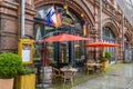 Restaurant in the historic arcades under the railway at the trendy quarter Hackescher Markt in downtown Berlin.