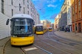 Berlin, Germany, October 2, 2022: station of modern trams. A clean and environmentally friendly type of urban transport.