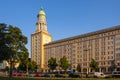 Berlin, Germany - Panoramic view of the Frankfurt Gate towers - Frankfurter Tor - main square in the Friedrichshein quarter of