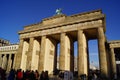 Berlin, Germany: people right under the Brandenburger Tor (Brandenburg Gate) Royalty Free Stock Photo