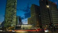 Berlin, Germany- Potsdamer Platz at dusk with traffic light, Royalty Free Stock Photo