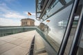 Terrace and Dome of the German Parliament Bundestag - Reichstag Building with German Flag - Berlin, Germany Royalty Free Stock Photo