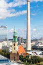 View of Berlin city with Marienkirche and TV tower