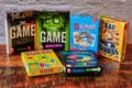 Different boxes of board games