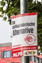 BERLIN, GERMANY - SEPTEMBER 1, 2017: Election posters of MLPD party before 2017 Federal electio