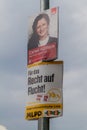 BERLIN, GERMANY - SEPTEMBER 1, 2017: Election posters of SPD and MLPD parties before 2017 Federal electio