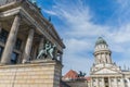 Berlin, Germany - September 23, 2018: Upwards and horizontal view the Konzerthaus building in Berlin, Germany, with