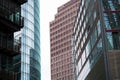 14.05.2019. Berlin, Germany. Shopping and office center Sony with modern glass buildings and an unusual roof over the yard. White