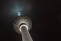 Berlin Germany. Silver sphere of Fernsehturm TV tower by night