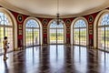 Berlin Germany 22 th May 2018 View through the windows on the palace garden from the showroom of Schloss Charlottenburg.