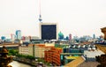 Berlin, Germany: TV tower and the Cathedral in Berlin. Top view of the German capital, the landscape of the Central district of