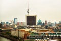 Berlin, Germany: TV tower and the Cathedral in Berlin. Top view of the German capital, the landscape of the Central district of