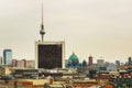 Berlin, Germany: TV tower and the Cathedral in Berlin. Top view of the German capital, the landscape of the Central district of