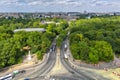 Berlin Germany. Vieuw from the top of the victory tower column on the Unter den Linden street that is partially covered by an ac Royalty Free Stock Photo