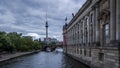 Berlin, Germany - View towards Berlin TV tower from Monbijou Bridge