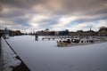 Berlin, Germany in winter. Spree river embankment in Friedrichshain Royalty Free Stock Photo