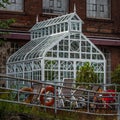 Berlin greenhouse facade lifebelt ring view from the Spree river