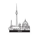 Berlin landmarks label. Travel Germany sign. Famous german city buildings skyline
