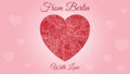 From Berlin with love card, city map in heart shape. Romantic city travel cityscape. Horizontal pink and red color vector