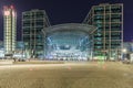 Berlin / Germany - Juli 26 2020: Berlin main railway train station Hauptbahnhof glowing at night Royalty Free Stock Photo