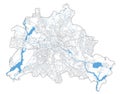 Berlin map. Detailed map of Berlin city poster with streets, water Royalty Free Stock Photo