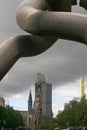 Berlin monument commemorating the city unification with the Kaiser Wilhelm Memorial Church and anti-war memorial in the
