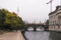 BERLIN - OCTOBER 18, 2016: The Bode museum with a view to the Monbijou park. Royalty Free Stock Photo