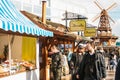 Berlin, October 03, 2017: Celebrating the Oktoberfest. People walk on the street market on the famous Alexanderplatz Royalty Free Stock Photo