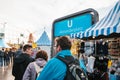 Berlin, October 03, 2017: Celebrating the Oktoberfest. People walk on the street market on the famous Alexanderplatz Royalty Free Stock Photo