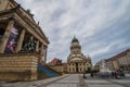 BERLIN - OCTOBER 21: Gendarmenmarkt square with the French Cathedral on October 21, 2017 in Berlin, Germany. Royalty Free Stock Photo